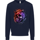 Skull With Spider Flowers and Spider Mens Sweatshirt Jumper Navy Blue