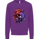 Skull With Spider Flowers and Spider Mens Sweatshirt Jumper Purple