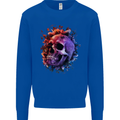 Skull With Spider Flowers and Spider Mens Sweatshirt Jumper Royal Blue