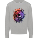 Skull With Spider Flowers and Spider Mens Sweatshirt Jumper Sports Grey