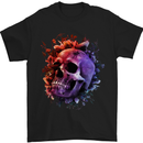 Skull With Spider Flowers and Spider Mens T-Shirt Cotton Gildan Black