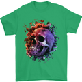 Skull With Spider Flowers and Spider Mens T-Shirt Cotton Gildan Irish Green