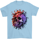 Skull With Spider Flowers and Spider Mens T-Shirt Cotton Gildan Light Blue