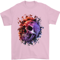 Skull With Spider Flowers and Spider Mens T-Shirt Cotton Gildan Light Pink