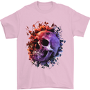 Skull With Spider Flowers and Spider Mens T-Shirt Cotton Gildan Light Pink