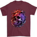 Skull With Spider Flowers and Spider Mens T-Shirt Cotton Gildan Maroon
