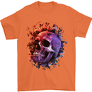 Skull With Spider Flowers and Spider Mens T-Shirt Cotton Gildan Orange