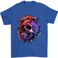 Skull With Spider Flowers and Spider Mens T-Shirt Cotton Gildan Royal Blue