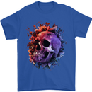 Skull With Spider Flowers and Spider Mens T-Shirt Cotton Gildan Royal Blue