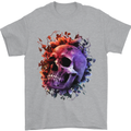 Skull With Spider Flowers and Spider Mens T-Shirt Cotton Gildan Sports Grey