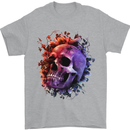 Skull With Spider Flowers and Spider Mens T-Shirt Cotton Gildan Sports Grey