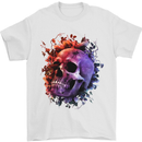Skull With Spider Flowers and Spider Mens T-Shirt Cotton Gildan White