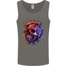 Skull With Spider Flowers and Spider Mens Vest Tank Top Charcoal