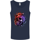 Skull With Spider Flowers and Spider Mens Vest Tank Top Navy Blue