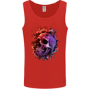 Skull With Spider Flowers and Spider Mens Vest Tank Top Red