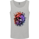 Skull With Spider Flowers and Spider Mens Vest Tank Top Sports Grey