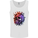 Skull With Spider Flowers and Spider Mens Vest Tank Top White