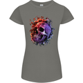 Skull With Spider Flowers and Spider Womens Petite Cut T-Shirt Charcoal