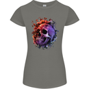 Skull With Spider Flowers and Spider Womens Petite Cut T-Shirt Charcoal
