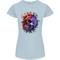 Skull With Spider Flowers and Spider Womens Petite Cut T-Shirt Light Blue