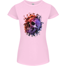 Skull With Spider Flowers and Spider Womens Petite Cut T-Shirt Light Pink