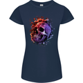 Skull With Spider Flowers and Spider Womens Petite Cut T-Shirt Navy Blue