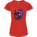 Skull With Spider Flowers and Spider Womens Petite Cut T-Shirt Red
