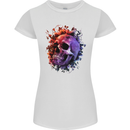 Skull With Spider Flowers and Spider Womens Petite Cut T-Shirt White