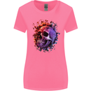 Skull With Spider Flowers and Spider Womens Wider Cut T-Shirt Azalea