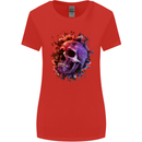 Skull With Spider Flowers and Spider Womens Wider Cut T-Shirt Red