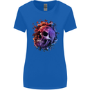 Skull With Spider Flowers and Spider Womens Wider Cut T-Shirt Royal Blue