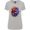 Skull With Spider Flowers and Spider Womens Wider Cut T-Shirt Sports Grey