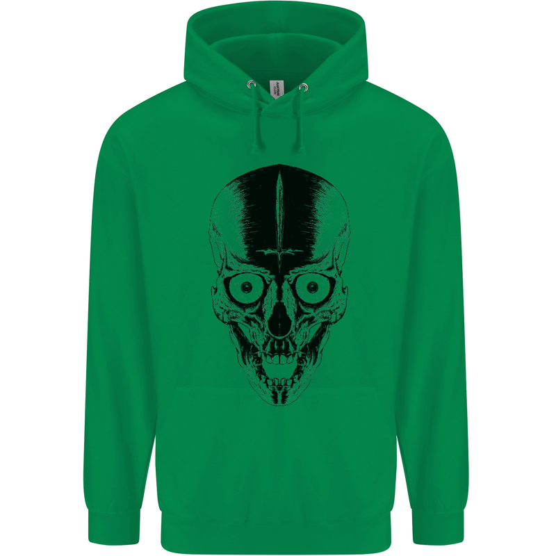 Skull With a Sword Gothic Heavy Metal Rock Childrens Kids Hoodie Irish Green