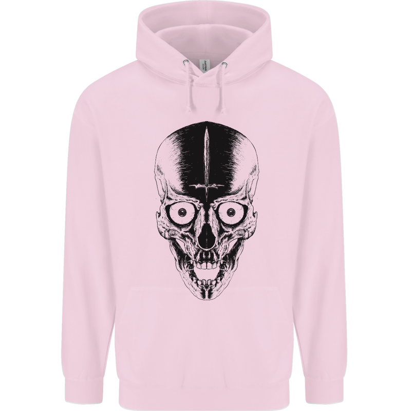 Skull With a Sword Gothic Heavy Metal Rock Childrens Kids Hoodie Light Pink