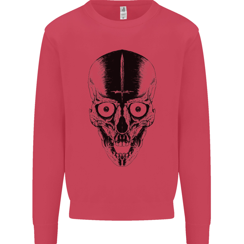 Skull With a Sword Gothic Heavy Metal Rock Kids Sweatshirt Jumper Heliconia