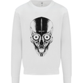 Skull With a Sword Gothic Heavy Metal Rock Kids Sweatshirt Jumper White
