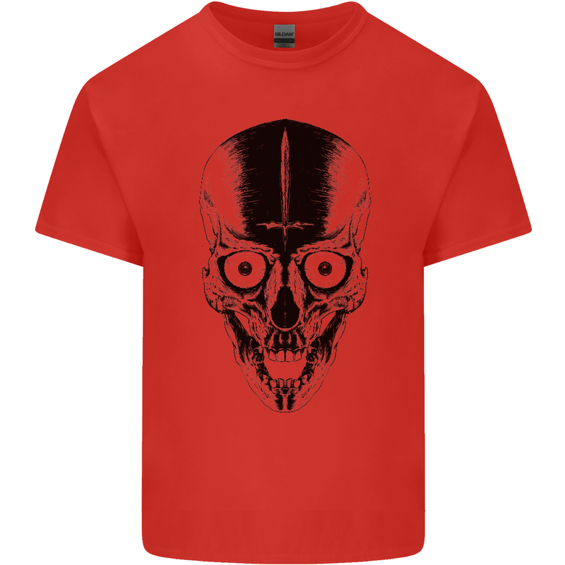 Skull With a Sword Gothic Heavy Metal Rock Kids T-Shirt Childrens Red