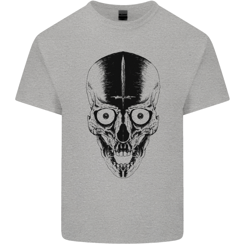 Skull With a Sword Gothic Heavy Metal Rock Kids T-Shirt Childrens Sports Grey