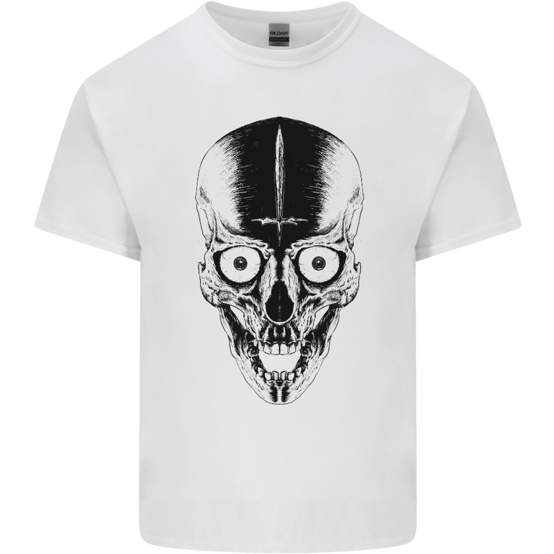 Skull With a Sword Gothic Heavy Metal Rock Kids T-Shirt Childrens White