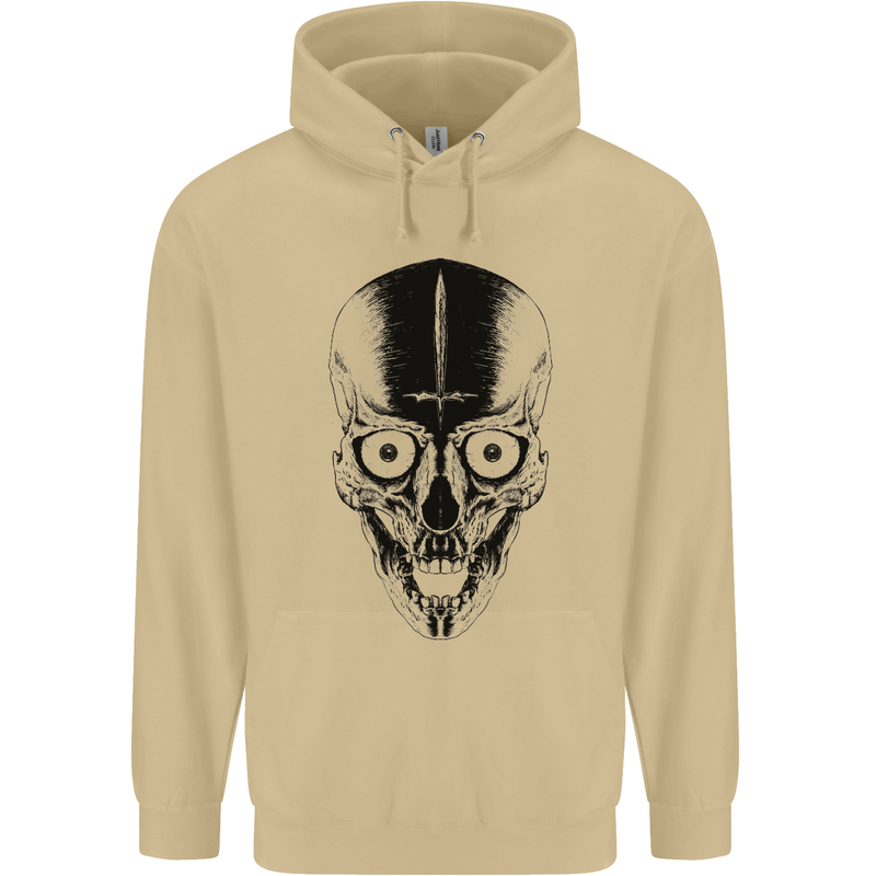 Skull With a Sword Gothic Heavy Metal Rock Mens 80% Cotton Hoodie Sand