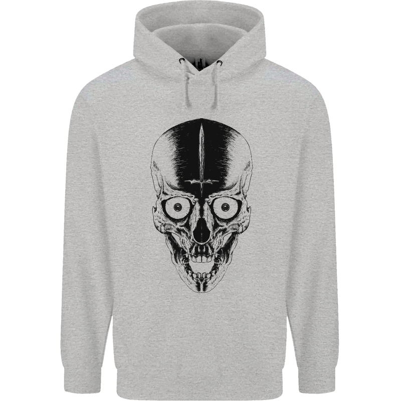 Skull With a Sword Gothic Heavy Metal Rock Mens 80% Cotton Hoodie Sports Grey