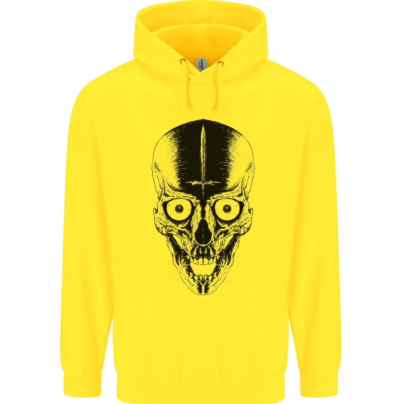 Skull With a Sword Gothic Heavy Metal Rock Mens 80% Cotton Hoodie Yellow