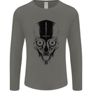 Skull With a Sword Gothic Heavy Metal Rock Mens Long Sleeve T-Shirt Charcoal