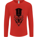 Skull With a Sword Gothic Heavy Metal Rock Mens Long Sleeve T-Shirt Red