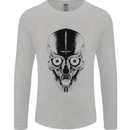 Skull With a Sword Gothic Heavy Metal Rock Mens Long Sleeve T-Shirt Sports Grey