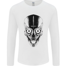 Skull With a Sword Gothic Heavy Metal Rock Mens Long Sleeve T-Shirt White