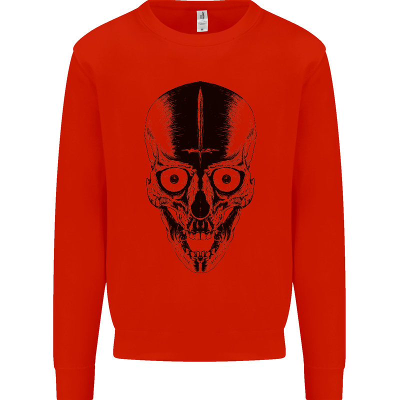 Skull With a Sword Gothic Heavy Metal Rock Mens Sweatshirt Jumper Bright Red