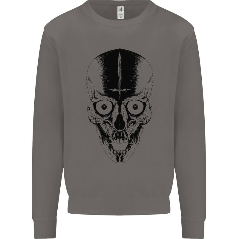 Skull With a Sword Gothic Heavy Metal Rock Mens Sweatshirt Jumper Charcoal