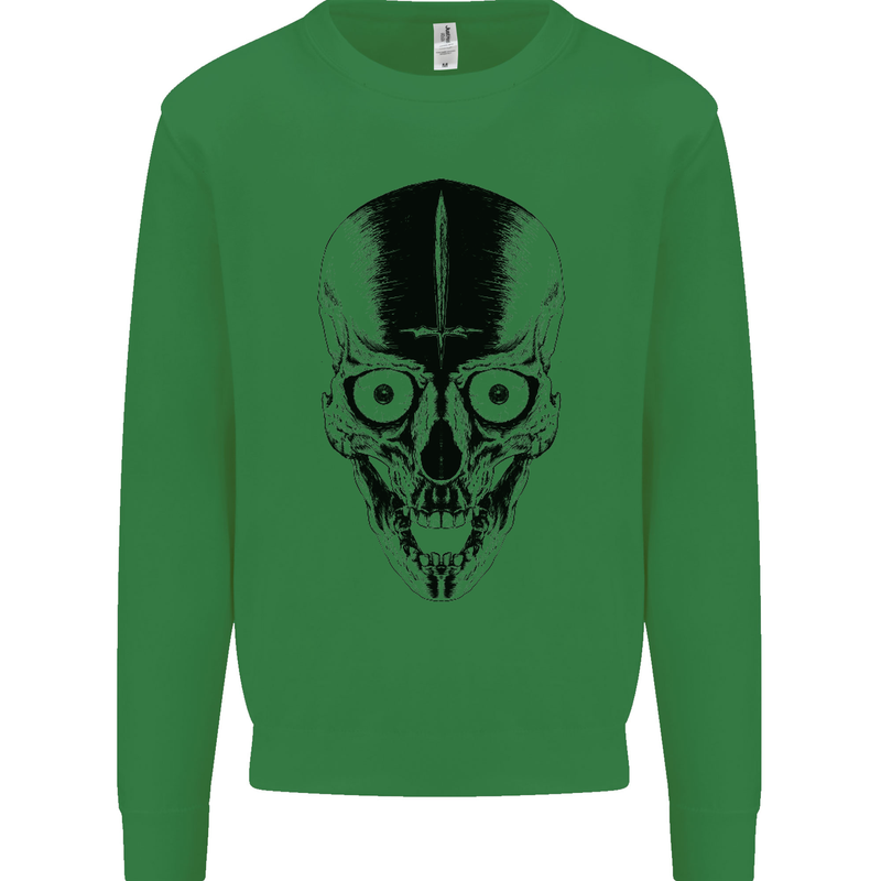 Skull With a Sword Gothic Heavy Metal Rock Mens Sweatshirt Jumper Irish Green