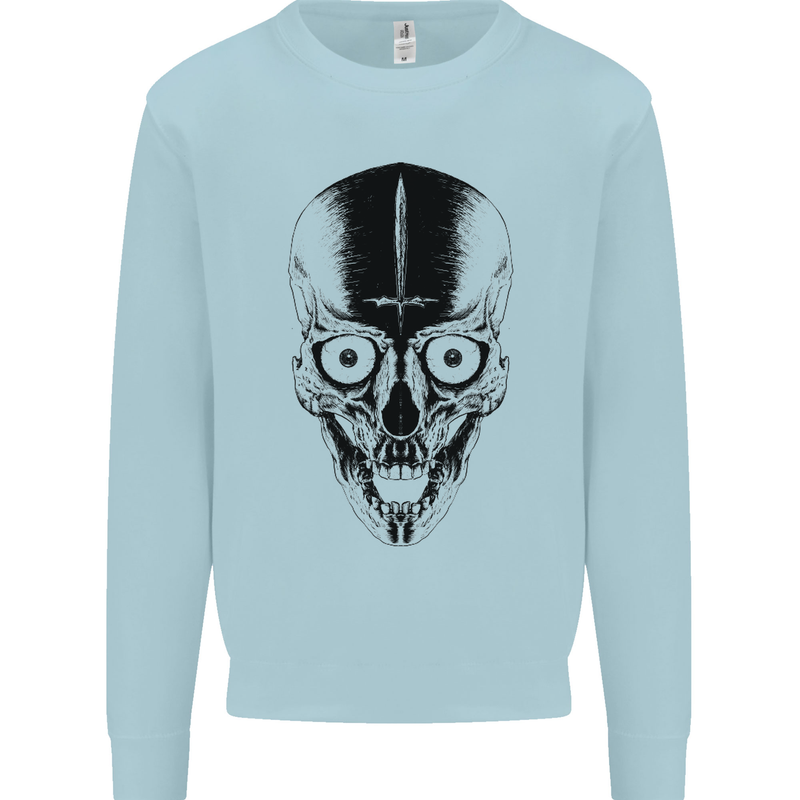 Skull With a Sword Gothic Heavy Metal Rock Mens Sweatshirt Jumper Light Blue